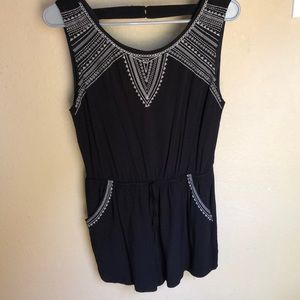 Black Embroidered Romper